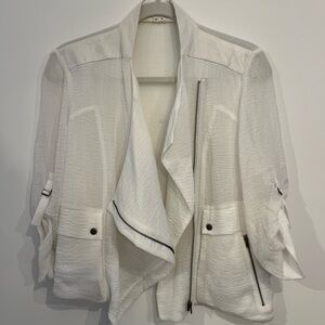 Helmut Lang White Utility Jacket with Black Accents - Helmut Lang